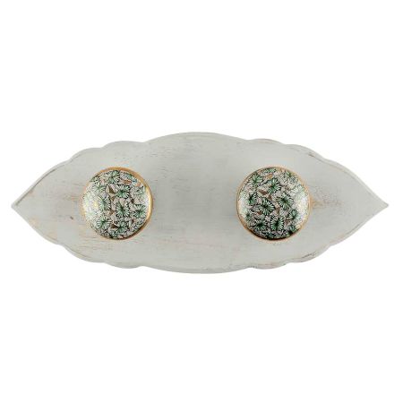 Green Butterfly Swarm Ceramic Hook in Grey Painted Wood